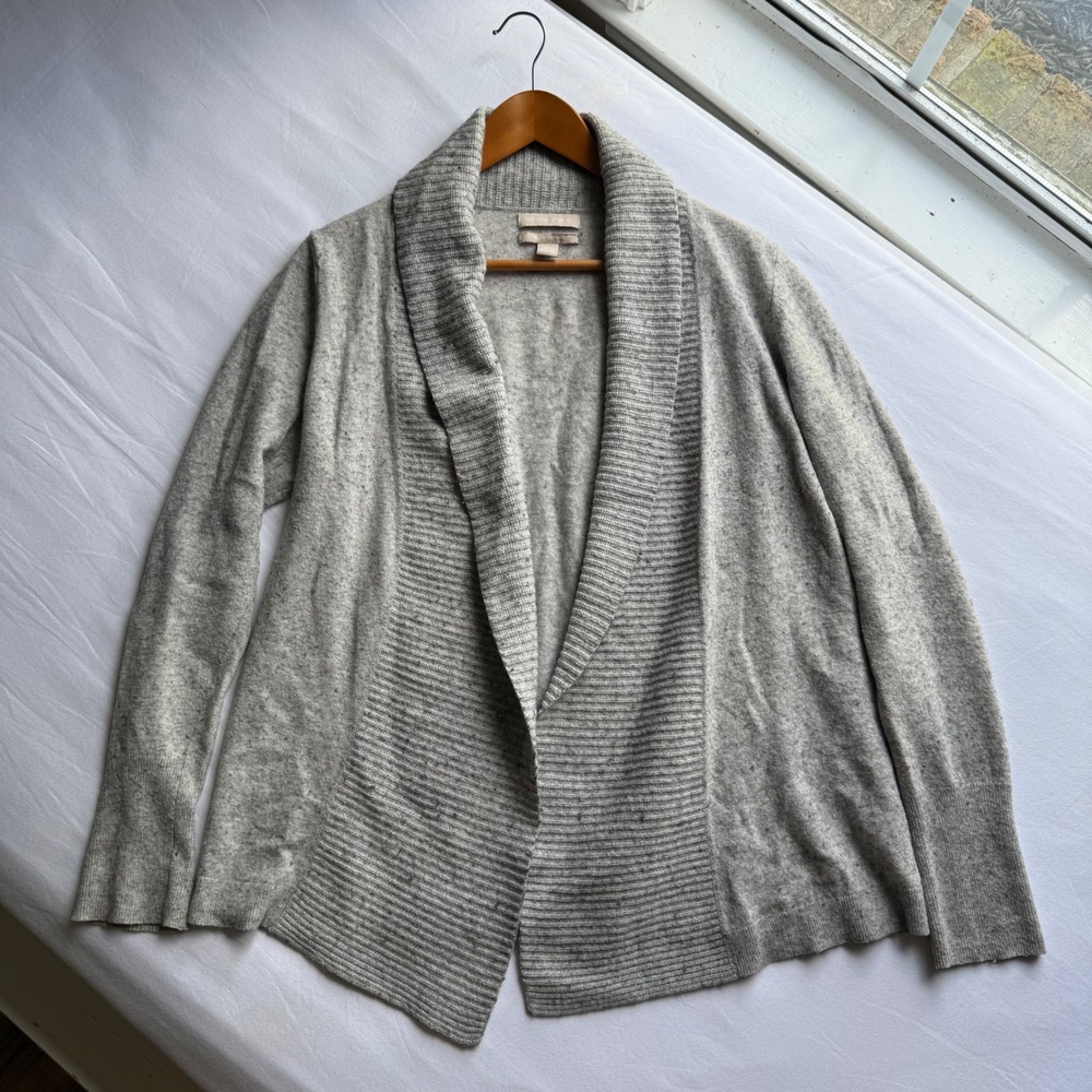 Banana Republic Gray Wool Cashmere Blend Open Front Shawl Cardigan L